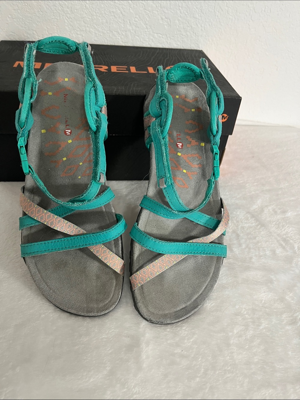Merrell Women’s Teal and Silver Strappy Sandals